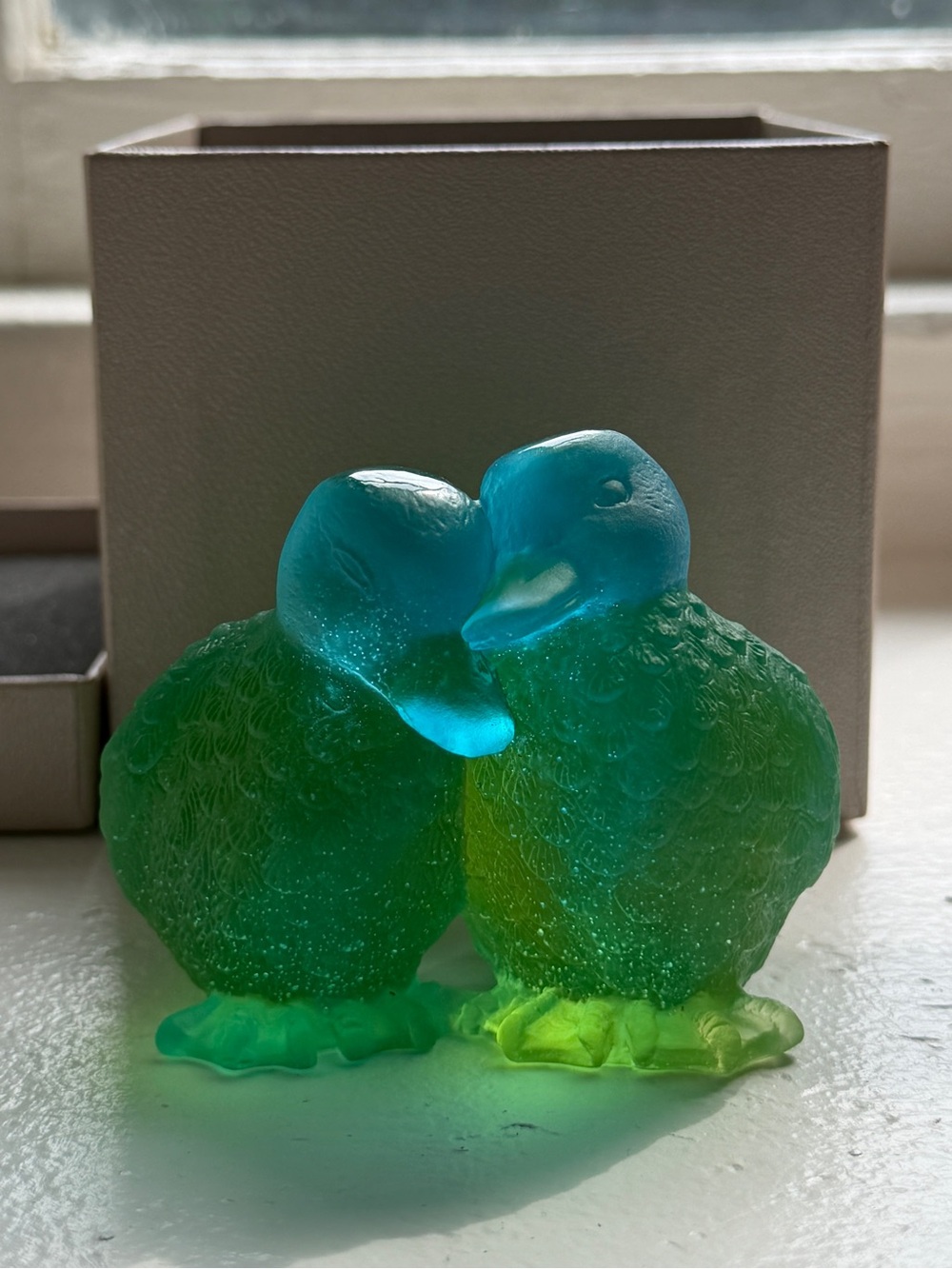 Daum Crystal Turquoise Ducklings #02484-1